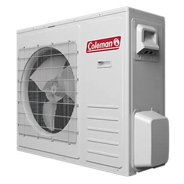 Coleman outdoor HVAC unit on white background.