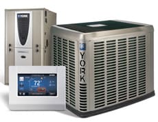 York HVAC units and digital thermostat display